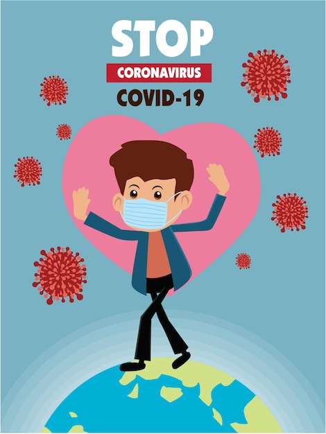 Coronavirus-symbol mit rotem schild covid19 coronavirus-bakterien ausbruch des coronavirus