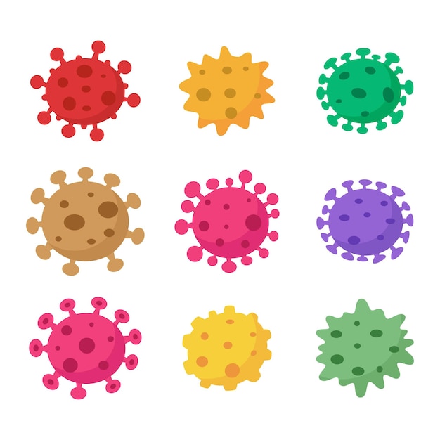 Vektor coronavirus-symbole setzen virussymbole einzeln auf weißem hintergrund