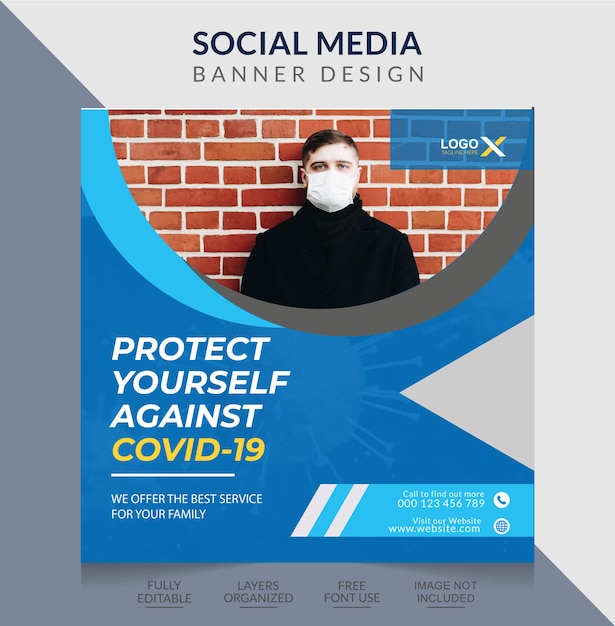 Coronavirus warnung social media instagram banner post design vorlage