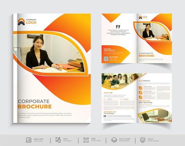 Corporate bifold-broschüren-design-vorlage premium-vektor