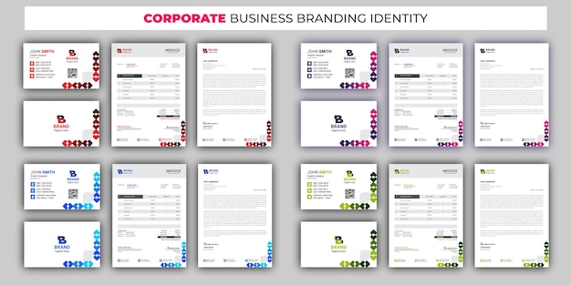 Vektor corporate branding identity design umfasst visitenkarten rechnungen briefbögen designs vektor