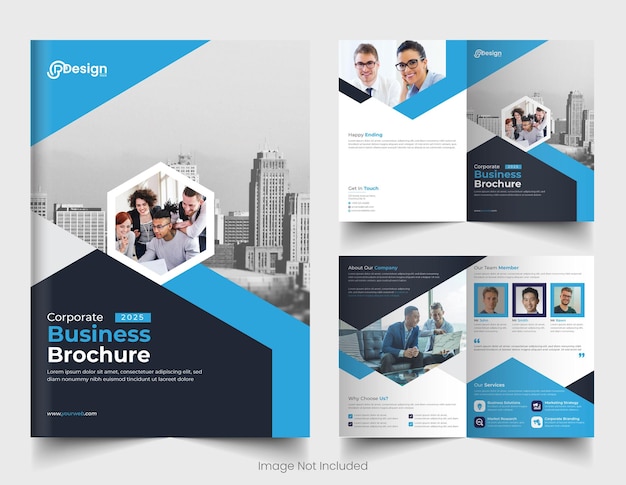 Corporate Business Bi-Fold-Broschüre. Sauberes, modernes, minimalistisches und abstraktes Design im A4-Format