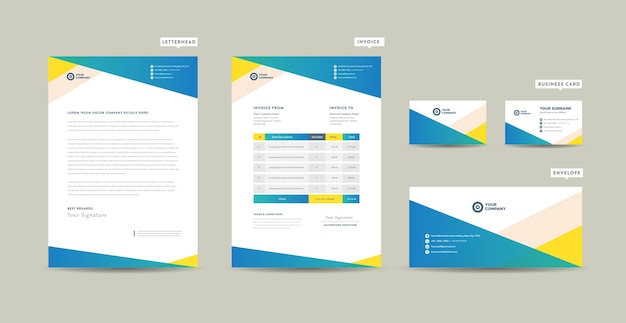 Corporate business branding identität oder briefpapier design oder startup company document design