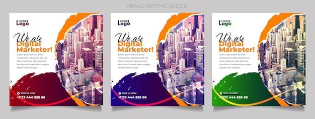 Vektor corporate business digital marketing square social media banner design vorlagensatz