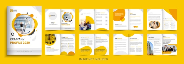 Corporate business firmenprofil broschüre design. 16-seitige bearbeitbare vorlage für unternehmensbroschüren