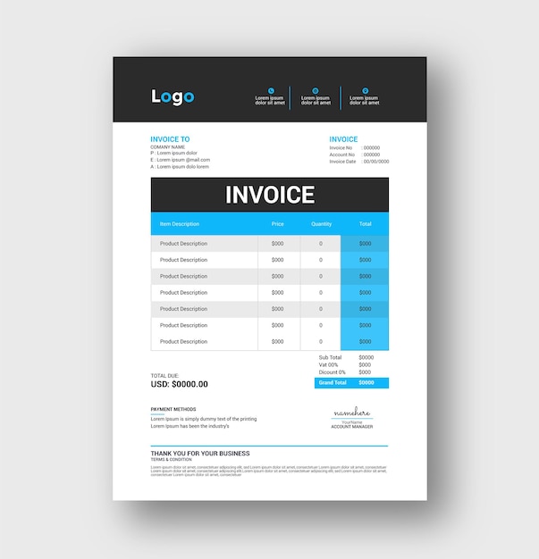 Corporate business invoice design