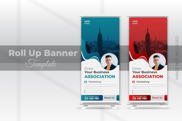 Corporate business roll up banner design für immobilien business agency banner template design