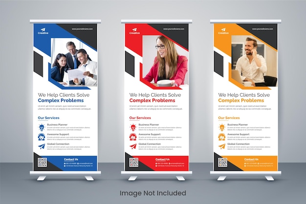 Corporate business roll-up-banner, stand-banner-vorlage