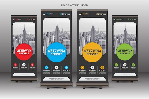 Corporate business roll-up-banner standee pull-up-banner x banner-vorlage design-layout