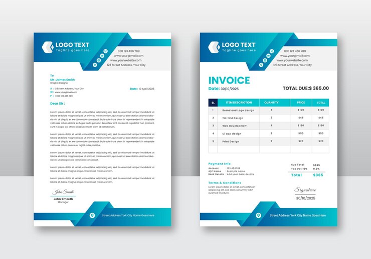 Corporate Company Briefkopf und Rechnungsvorlagendesign