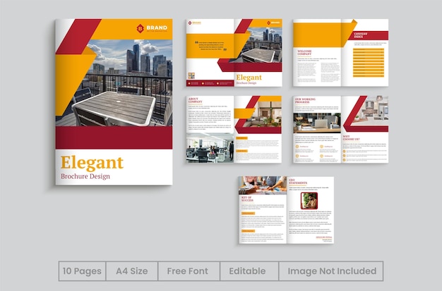 Vektor corporate company profile template design minimale rote farbform elegante broschürenvorlage premium