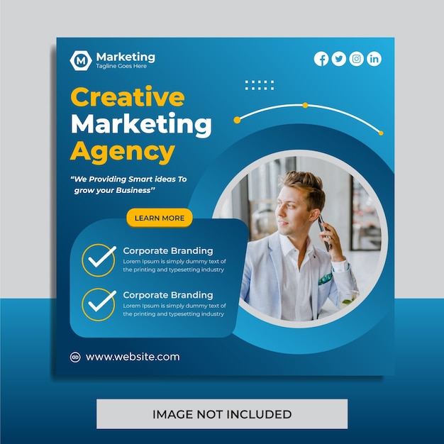 Corporate creative marketing agentur social media oder instagram post design template vector premium