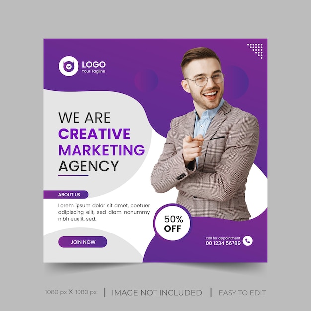 Corporate Creative Marketing Agentur Social Media Post Runde quadratische Vorlage Premium Vector