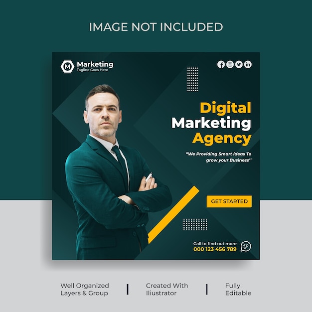 Corporate Digital Marketing Instagram oder Social Media Post Designvorlage