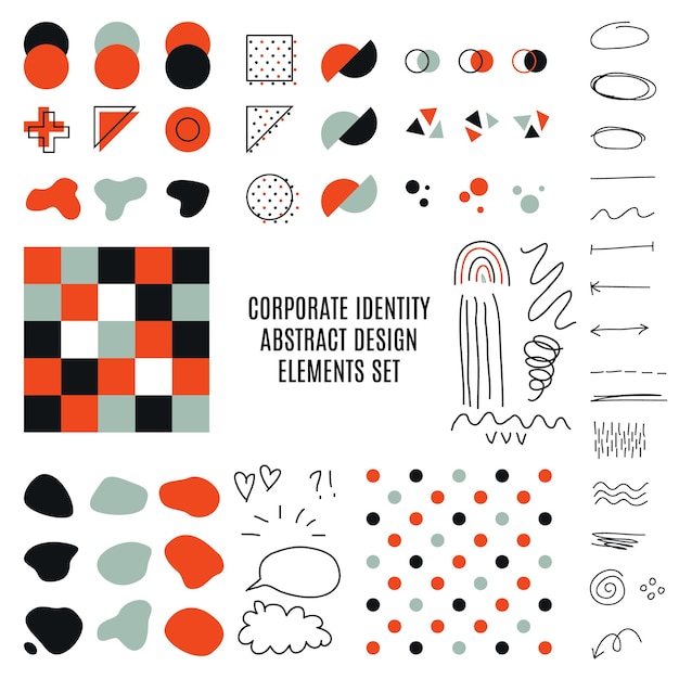 Corporate identity abstraktes design doodle set vektorelemente für ihr design