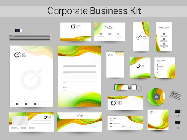 Corporate identity oder business kit mit wellen.