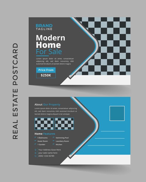 Vektor corporate-immobilien-postkarten-vorlagendesign im vektor