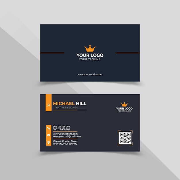 Corporate Minimal Business Card in Schwarz und Orange