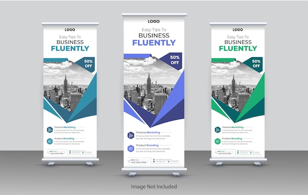 Corporate Modern Business Roll-Up-Banner-Design mit 3 Vorlagen