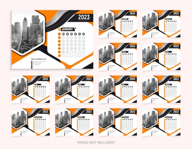 Corporate tischkalender design vektor 2023