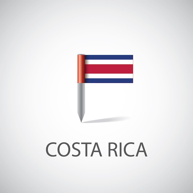 Costa rica flaggenstift auf weißem hintergrund
