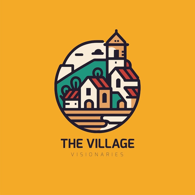 Vektor cottage einfaches logo-design-vorlage dorf-logo-vektor-illustration-design