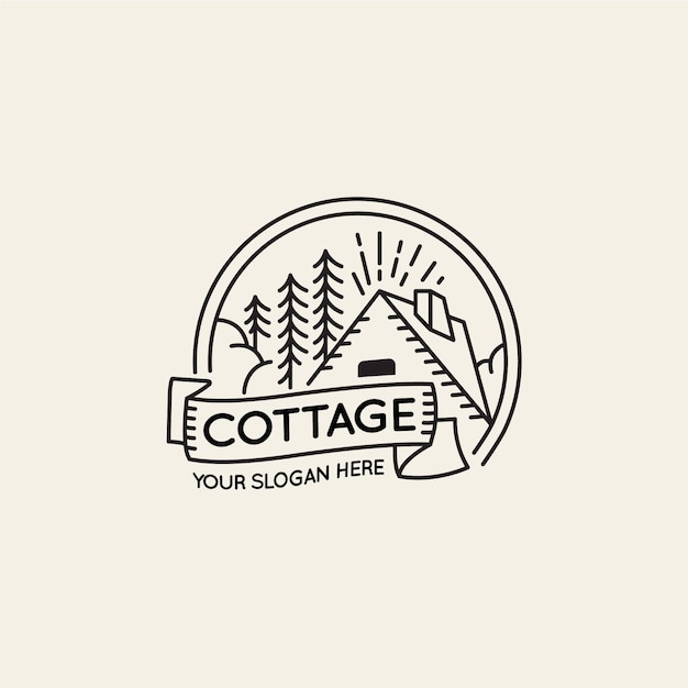 Cottage-logo-vorlage mit flachem design