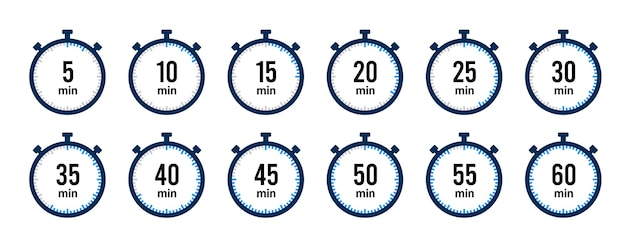 Vektor countdown-timer 10 20 30 40 50 60 minuten countdown von 0 bis 60 sekunden