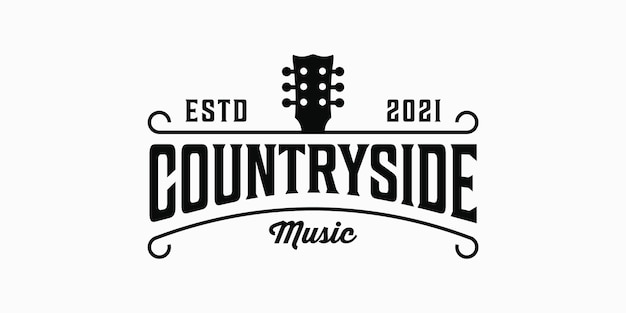 Countryside-musik-vintage-retro-hipster-silhouette-logo-elemente