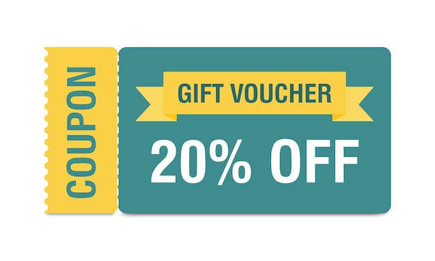 Coupon-Mockup mit 20 Prozent Rabatt Rabattgutschein Geschenkgutschein Coupon-Aktionsverkauf Vektor