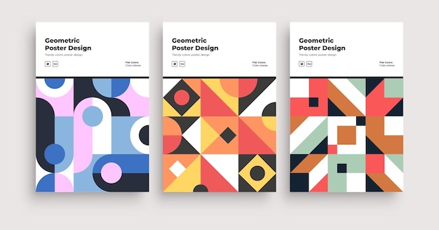 Cover-Design mit abstraktem geometrischem Retro-Muster Anwendbar für Plakate, Bücher, Poster, Flyer, Banner