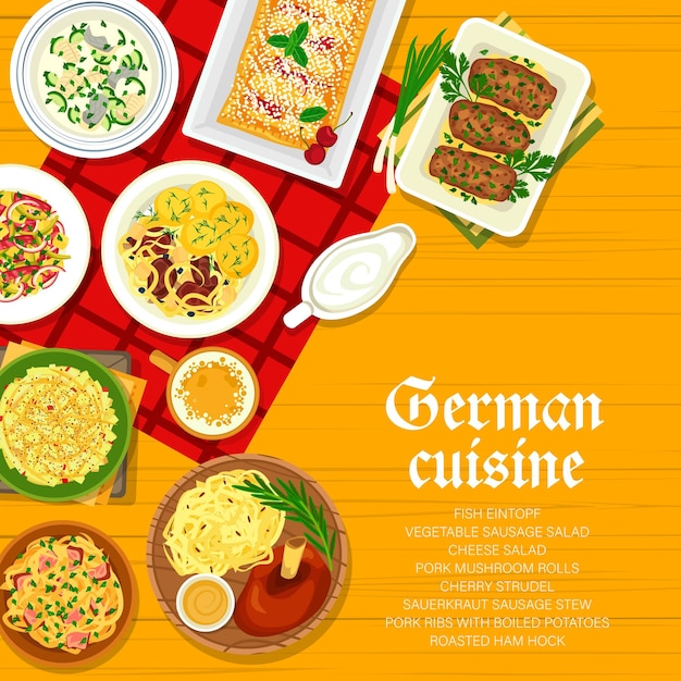 Cover-layout der deutschen speisekarte für restaurants