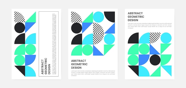 Cover-set mit geometrischen kunstwerken