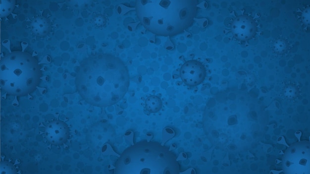 COVID-19 blaue Zellen abstrakter Hintergrund für Coronavirus-Nachrichten, medizinische Broschüren und andere. Vektor-Vorlage.