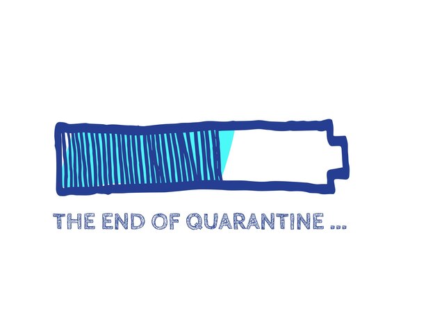 COVID-19 Vektor handgezeichneter Lader. Website-Skizzenleiste mit anpassbarem Füllteil. Infografik-Element mit 90 %-Abschlussindikator. Das Ende des Coronavirus-Fortschrittsbalkenstatus. Quarantäne-Illustration.