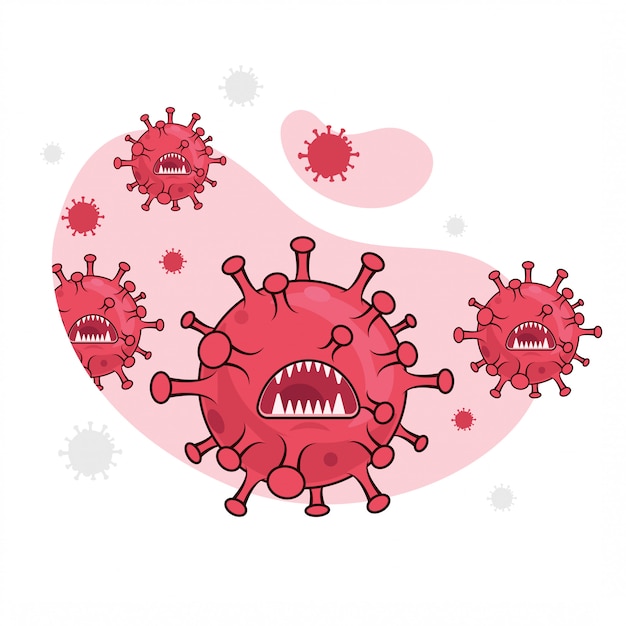 Covid-19-virus-cartoon-bakterien mit monstergesicht. coronavirus-konzept. illustration