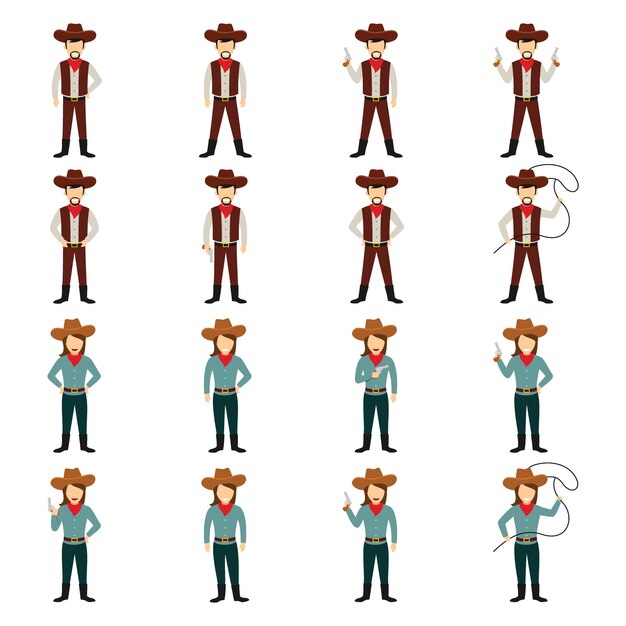 Cowboy-charakter-design-vektor