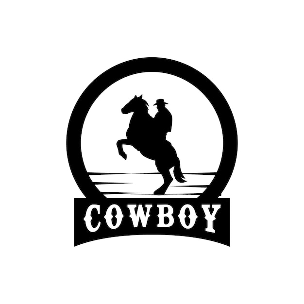 Cowboy mann reitpferd kraftvoll silhouette