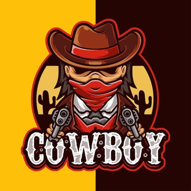 Cowboy-Maskottchen-Charakter-Logo-Vorlage