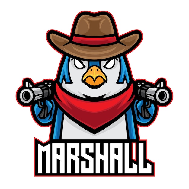 Cowboy-pinguin-esport-logo lokalisiert auf weiß