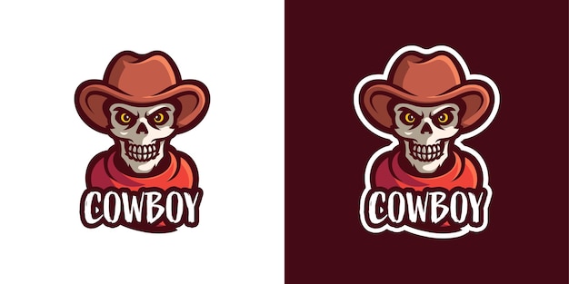 Cowboy-Schädel-Maskottchen-Charakter-Logo-Vorlage