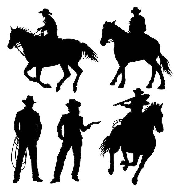 Cowboy und cowgirl posieren silhouette