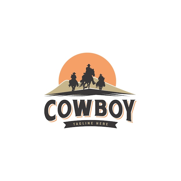 Cowboy-weinlese-abzeichen-logo-design-illustration