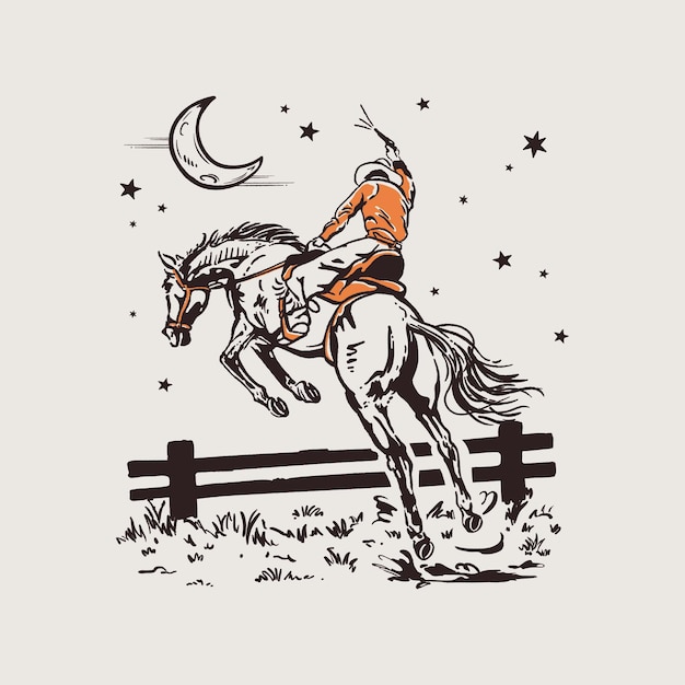 Cowgirl Riding Horse Retro Western Nacht