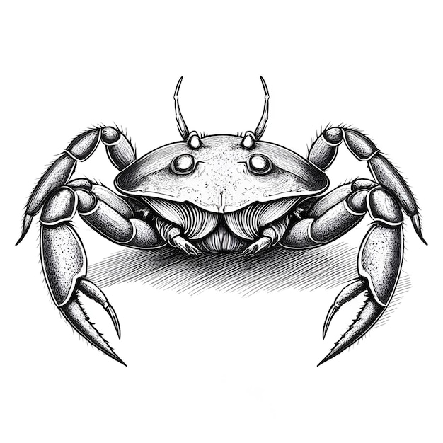 Crab-Tinte Skizze Zeichnung Schwarz-Weiß-Gravur-Stil Vektor-Illustration