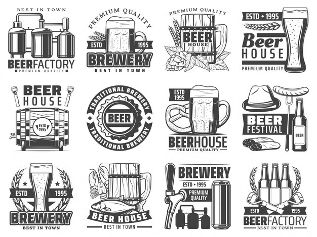 Craft Beer Pub, Bar und Brauerei Ikonen