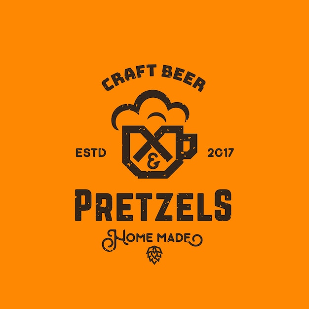 Craft Beer und Brezeln Abstract Retro Logo