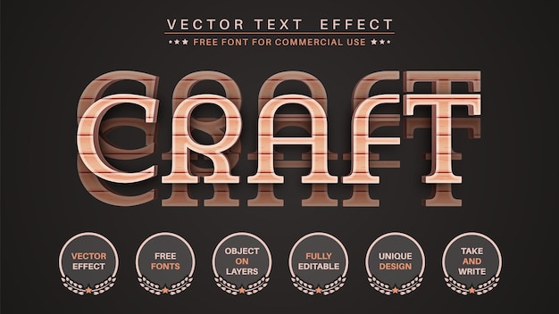 Craft wood editierbarer texteffekt, schriftstil