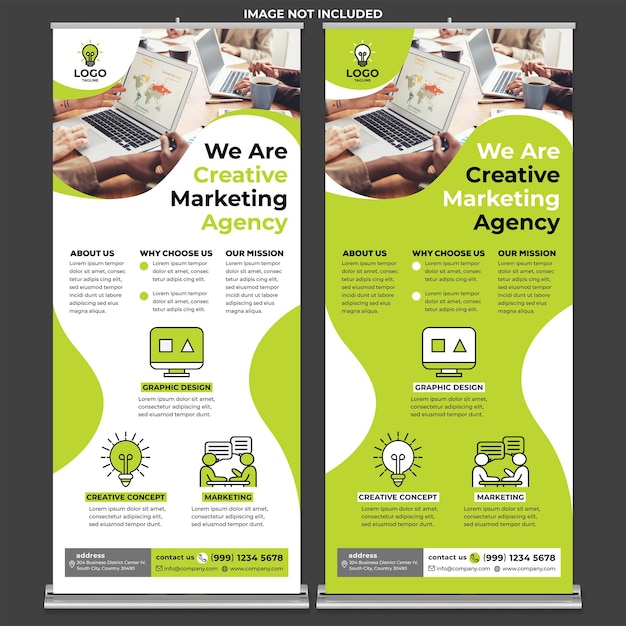 Creative agency roll up banner druckvorlage im modernen designstil