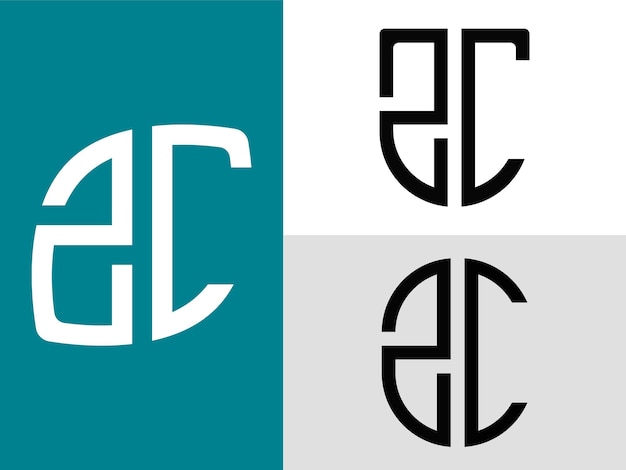 Creative anfangsbuchstaben zc logo designs bundle